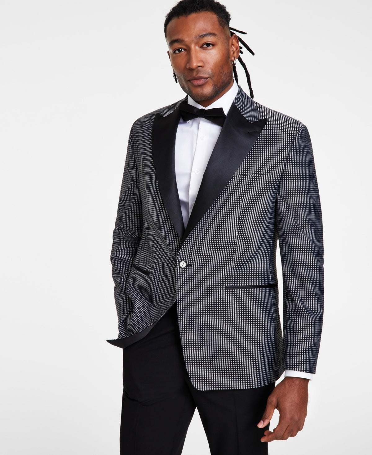 TAYION Mens Classic fit Sport Coat Blazer 52 R Grey Check