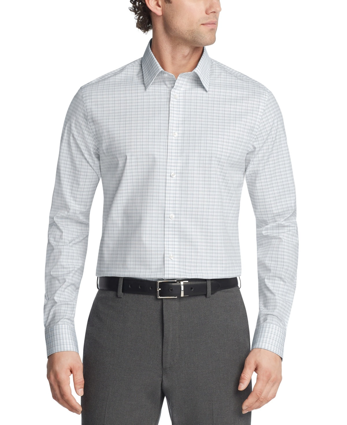 Calvin Klein Men Slim fit Dress Shirt Medium 15 in 32-33 Blue Plaid
