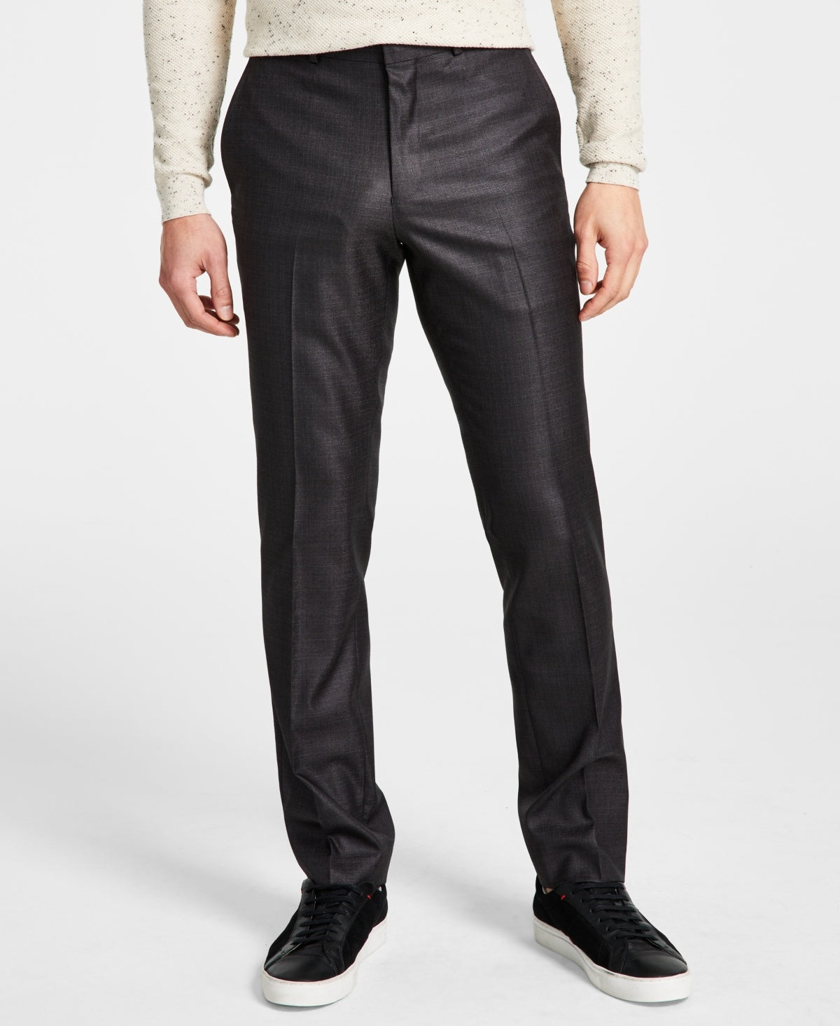 Kenneth Cole Mens Slim fit Dress Pants 34 / 29 Gun Metal Grey Solid Stretch