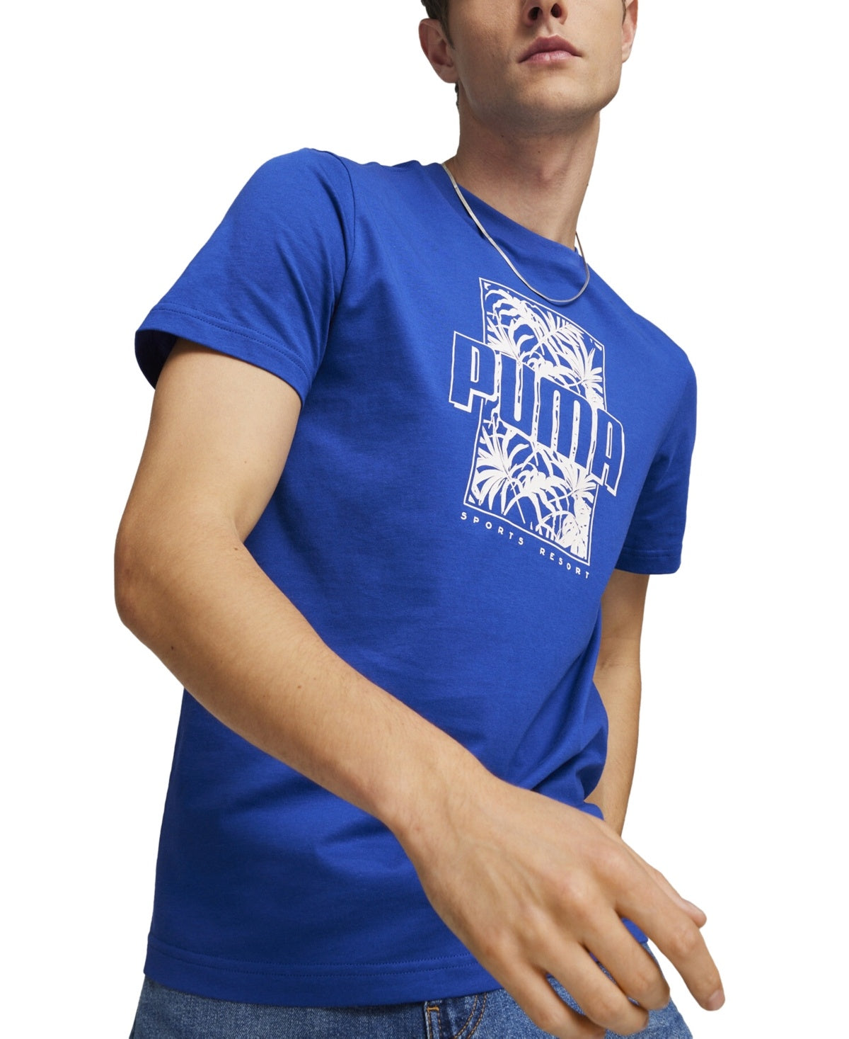 Puma Men Regular fit Short Sleeve T-Shirt Shirt Large Blue Solid