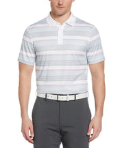 Pga Tour Men Athletic fit Short Sleeve Polo Shirt XL White Striped Blue