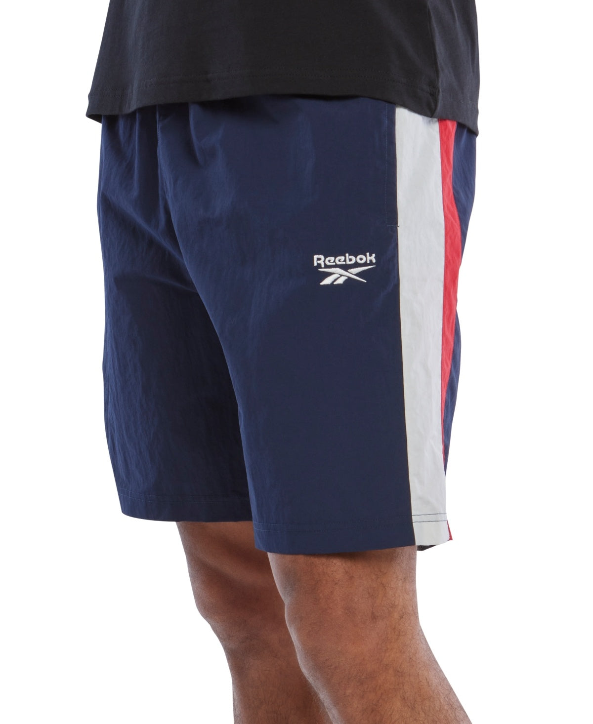 Reebok Mens Regular fit Athletic Crinkle Shorts Large Blue Solid