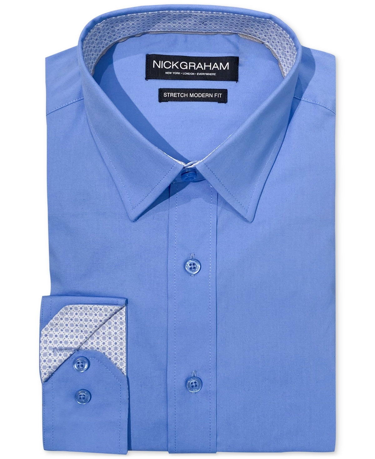 Nick Graham Mens Modern fit Dress Shirt XXL 18-18.5 36-37 Light Blue Solid
