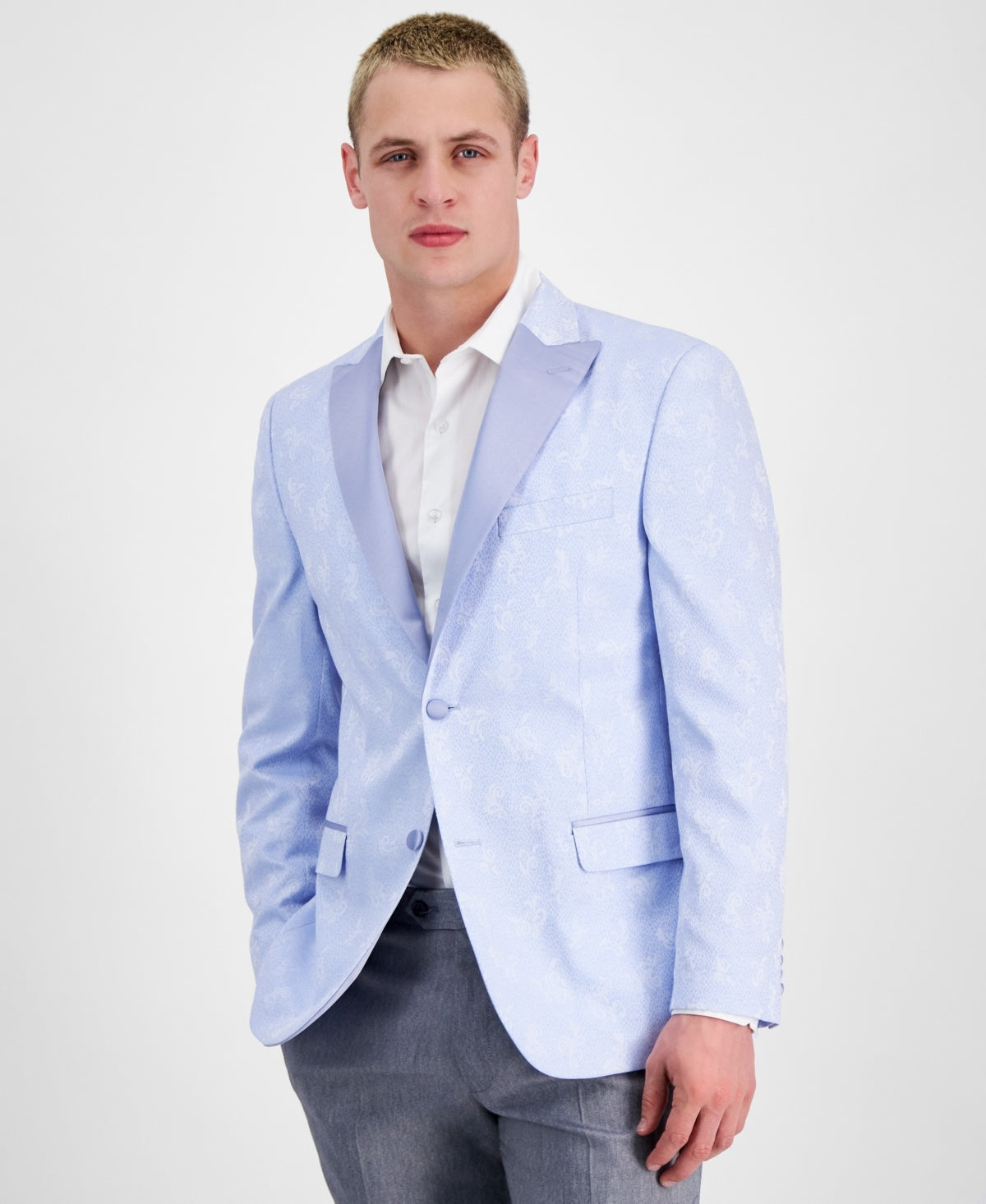 Alfani Mens Slim fit Suit Jacket Blazer 46 R Light Blue Solid