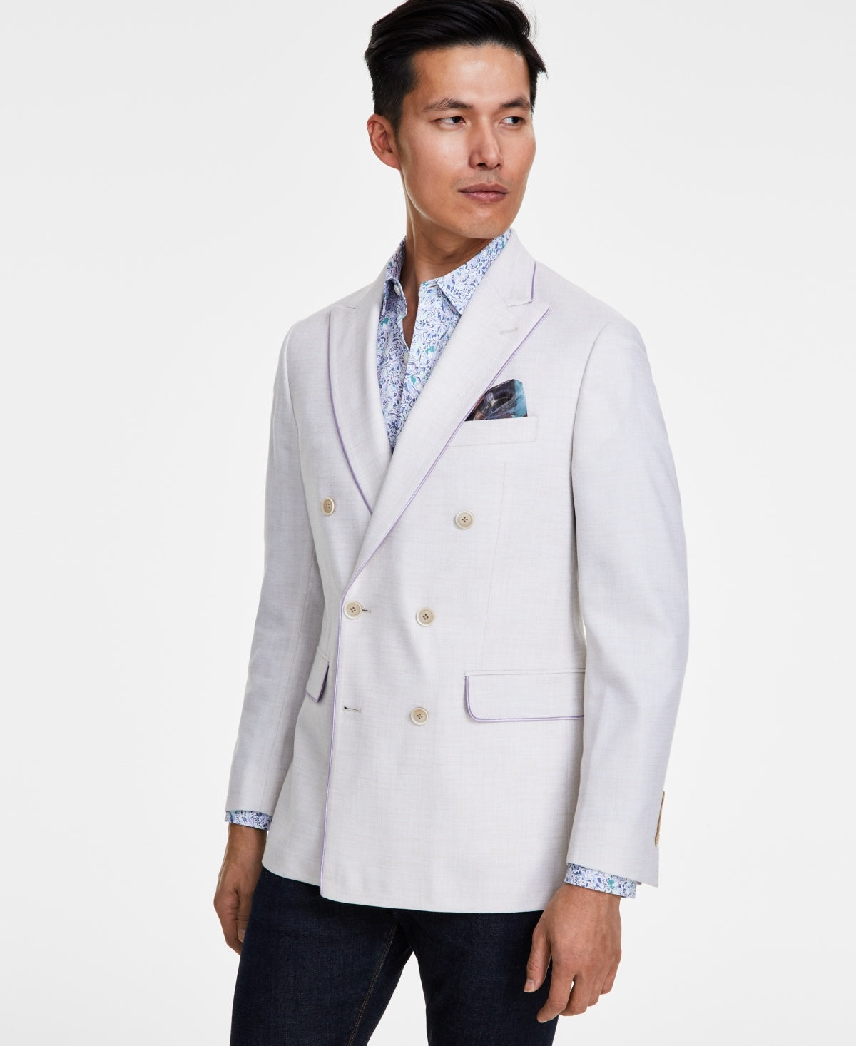 Tallia Mens Slim fit Double Breasted Sport Coat Blazer 50 R Beige