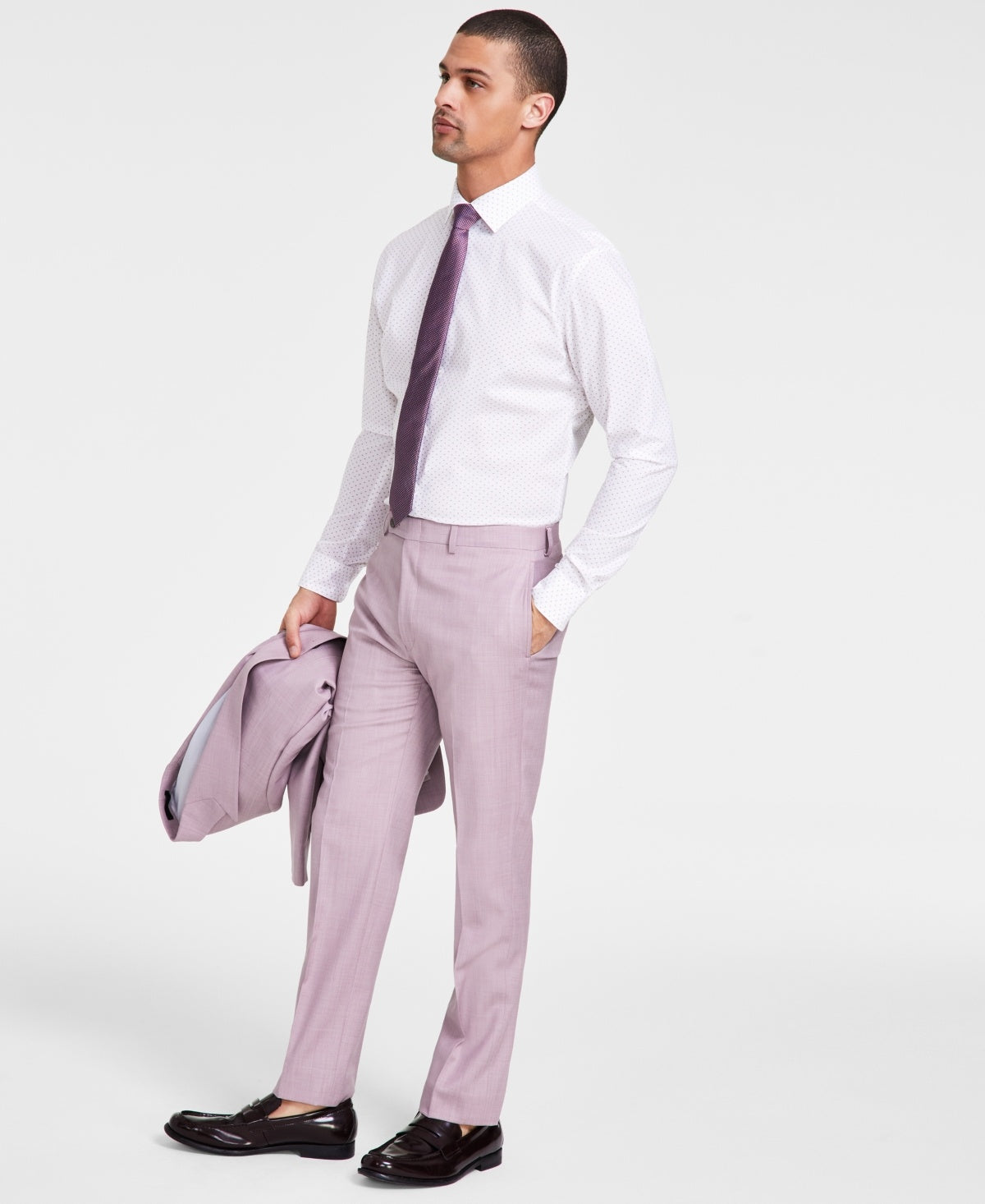 Calvin Klein Men Slim fit Dress Pants 32 / 32 Light Pink Solid Stretch
