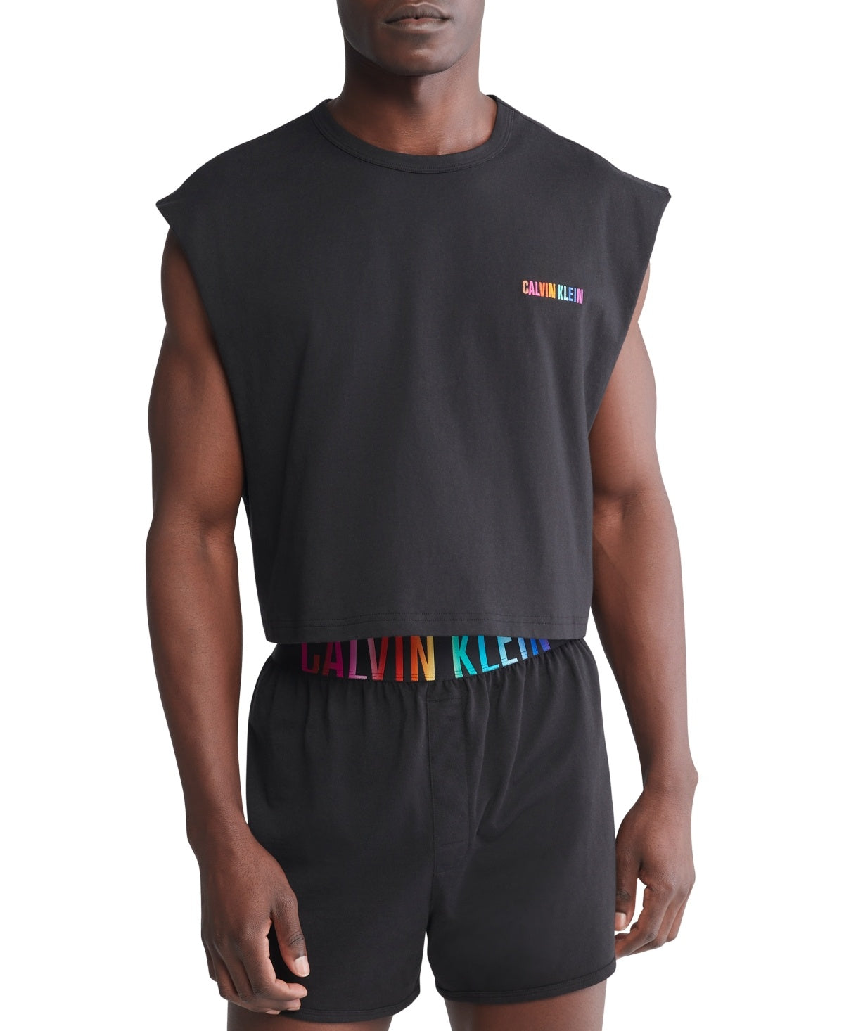 Calvin Klein Intense Power Pride Lounge Cropped Muscle Tank Top Shirt Large