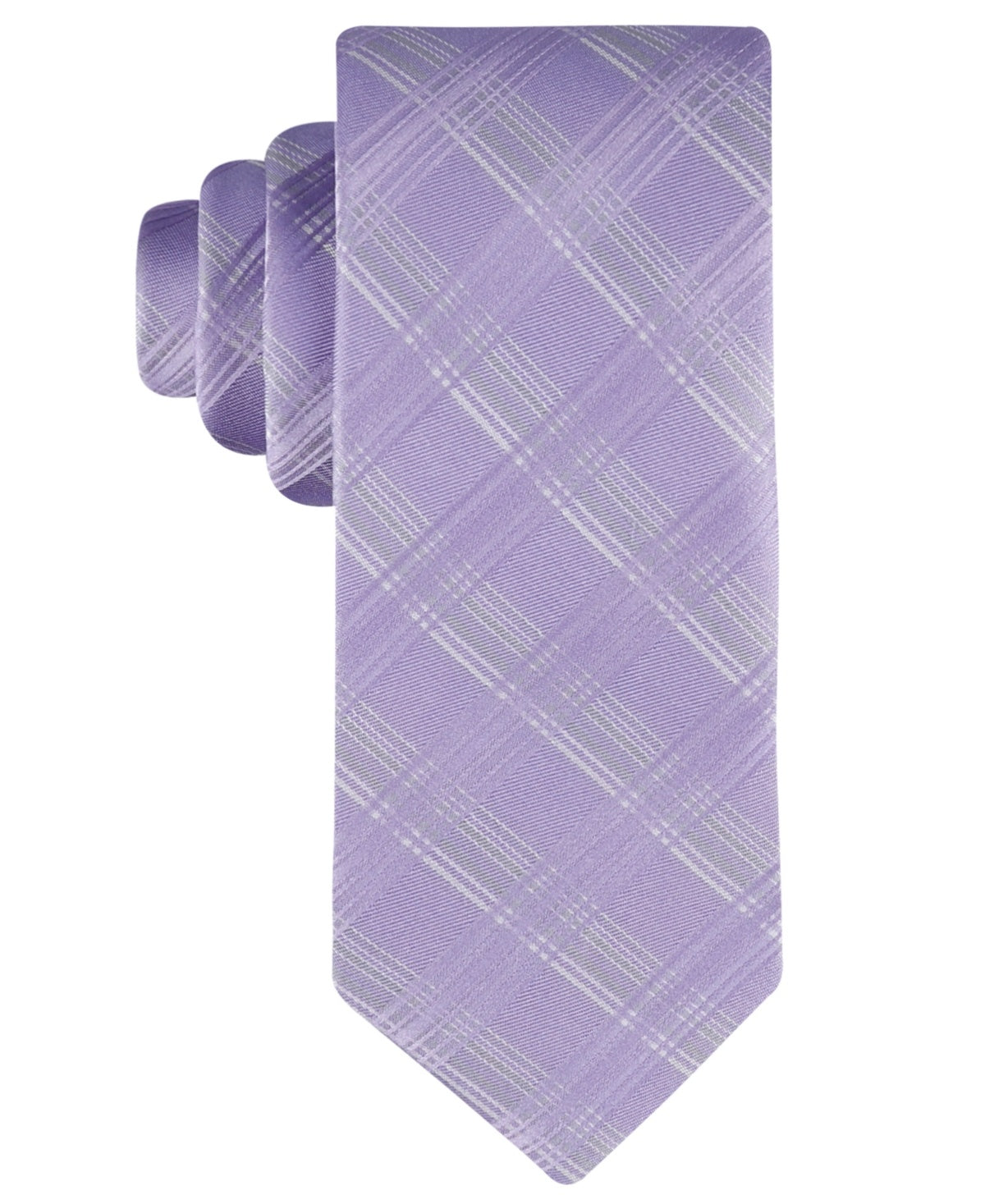 Calvin Klein Mens Regular fit Tie Necktie One Size Lilac Purple Plaid