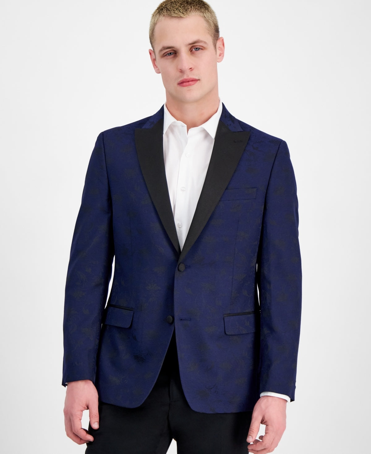 Alfani Mens Slim fit Dinner Jacket Blazer 40 R Navy Blue Floral