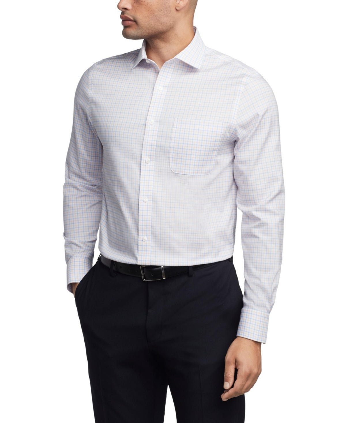 Tommy Hilfiger Men Regular fit Dress Shirt Large 16 in 32-33 Orange Plaid