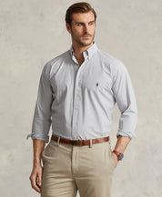 Polo Ralph Lauren Men's Big & Tall Plaid Stretch Poplin Shirt Grey White 4XLT