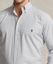 Polo Ralph Lauren Men's Big & Tall Plaid Stretch Poplin Shirt Grey White 4XLT