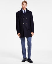 Michael Kors Mens Classic fit Double Breasted Peacoat Coat 38 S Blue Solid