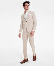 Kenneth Cole Mens Slim fit 2 Piece Suit 46 R / 40 Waist Beige Check