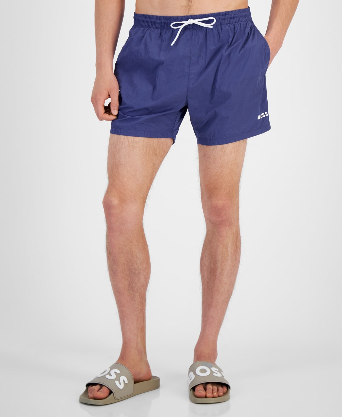 Hugo Boss Mens Regular fit Swim Trunks Swimwear XL Navy Blue Solid