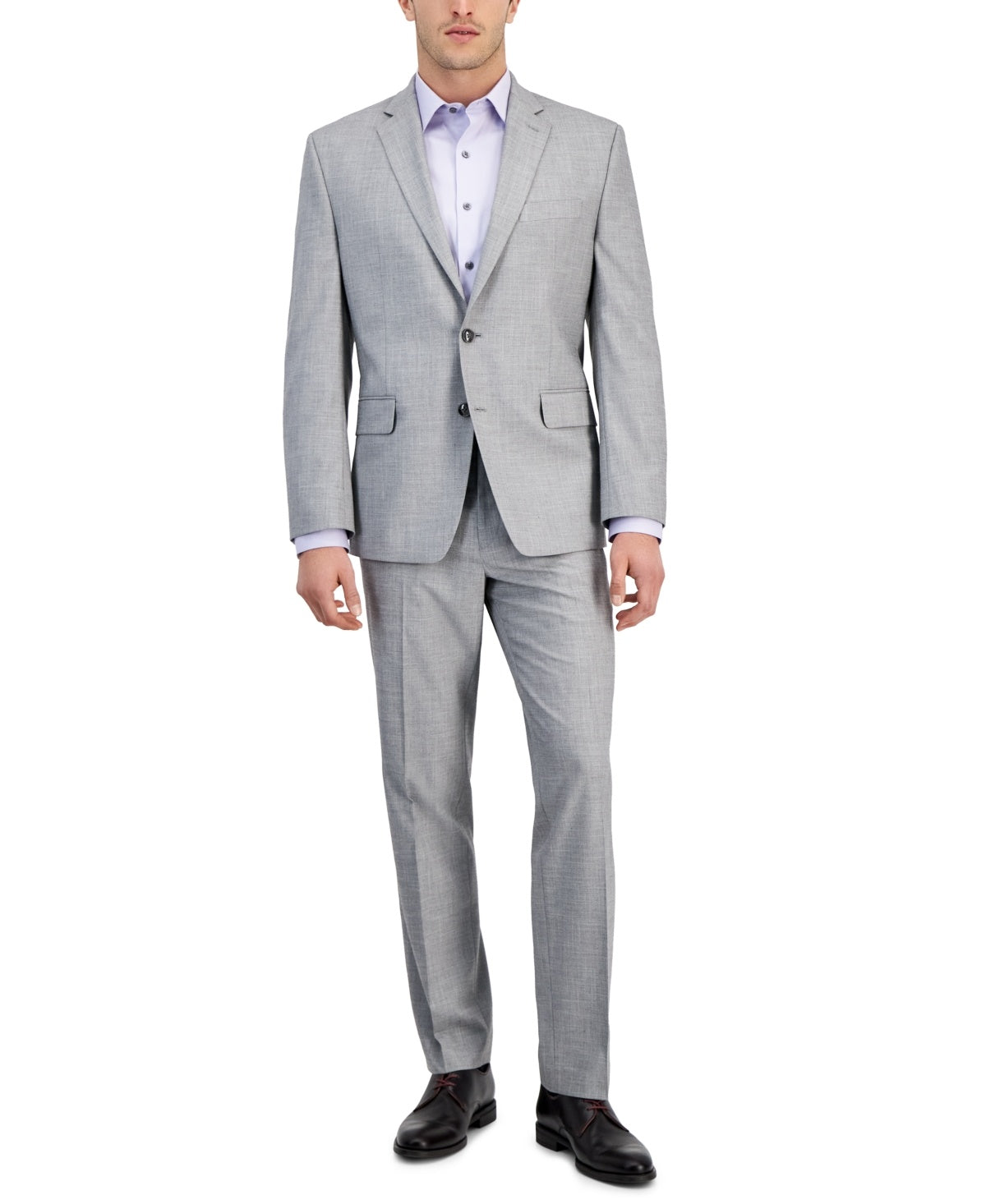 Perry Ellis Portfolio Mens Modern fit 2 Piece Suit 42 R / 35 Waist Grey Stretch