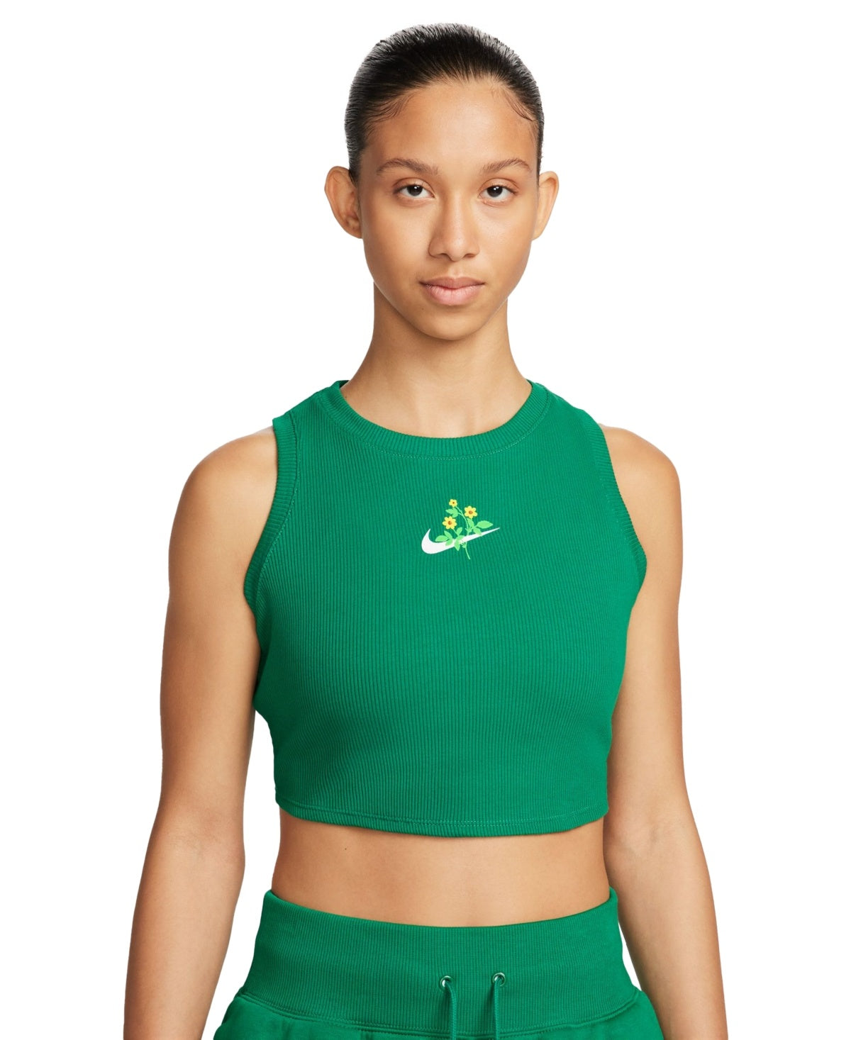 Nike Women Regular fit Sleeveless Tank Top Shirt XL Green Solid