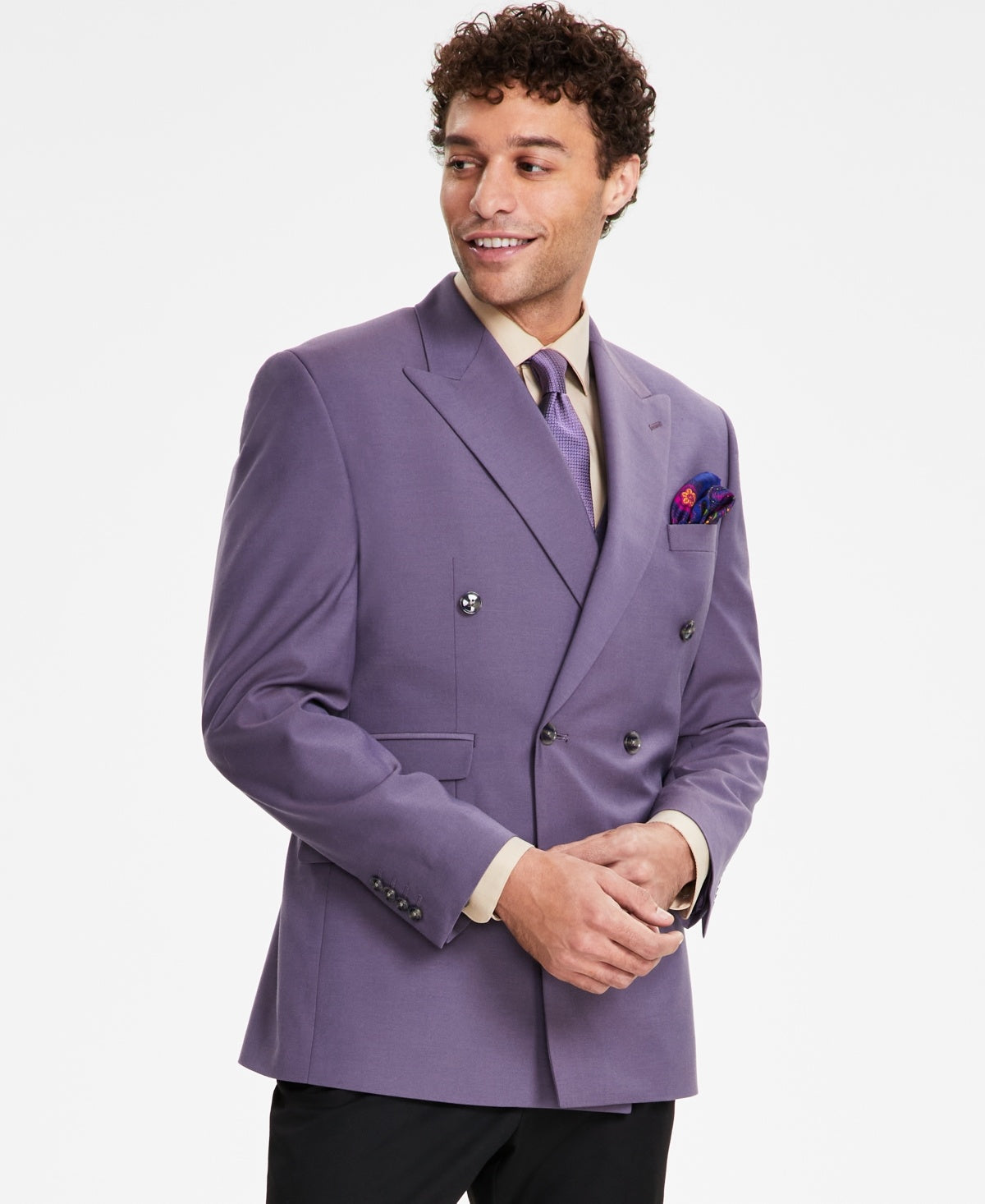 Tayion Collection Mens Classic fit Suit Jacket Blazer 48 L Purple