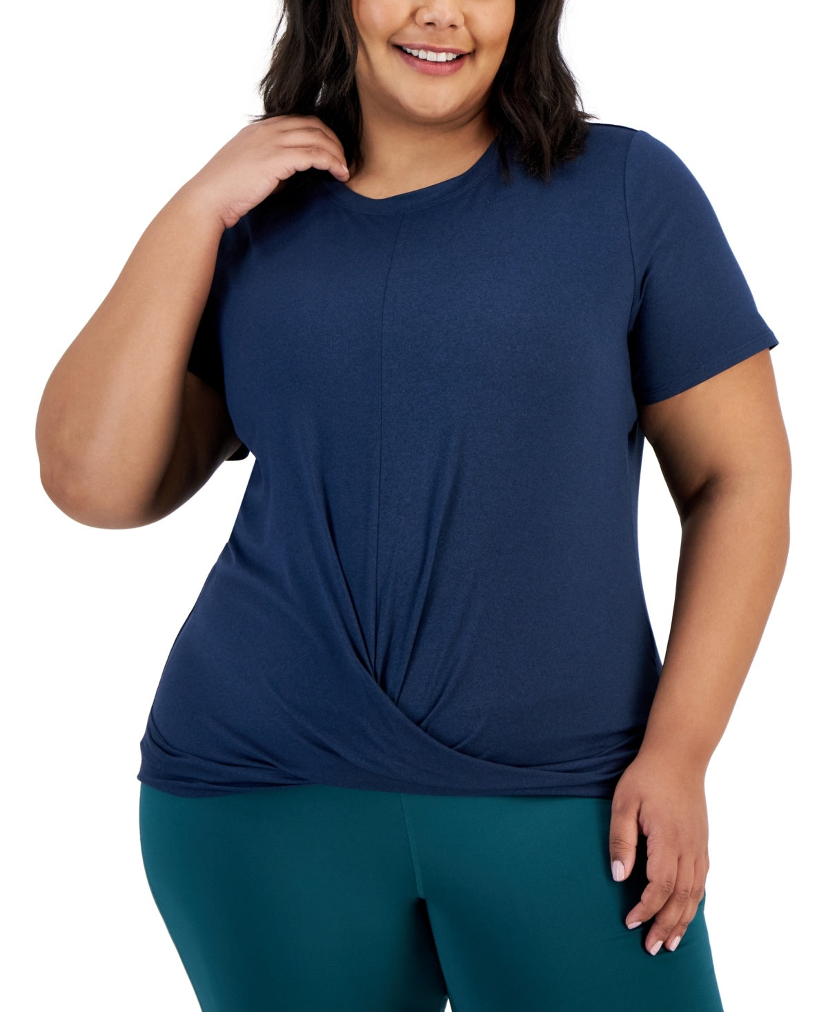 ID Ideology Women Regular fit Short Sleeve T-Shirt Shirt 4X Blue Solid