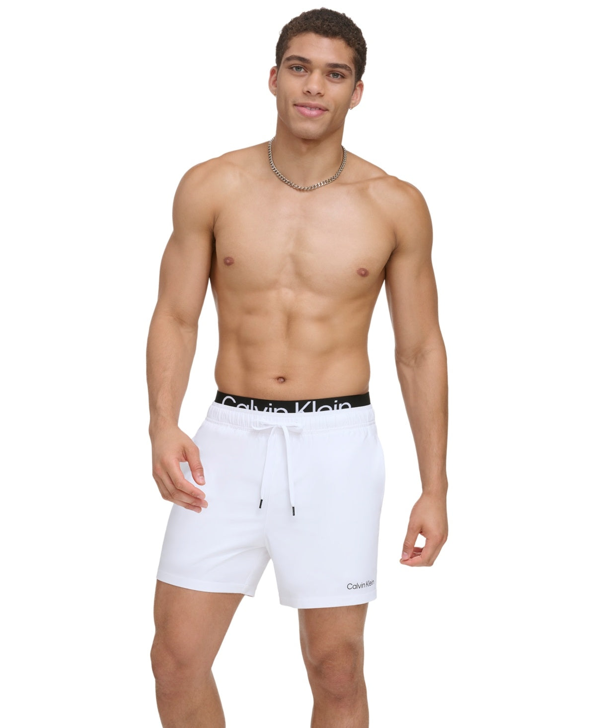 Calvin Klein Mens Regular fit Swim Trunks Swimwear XL White Solid