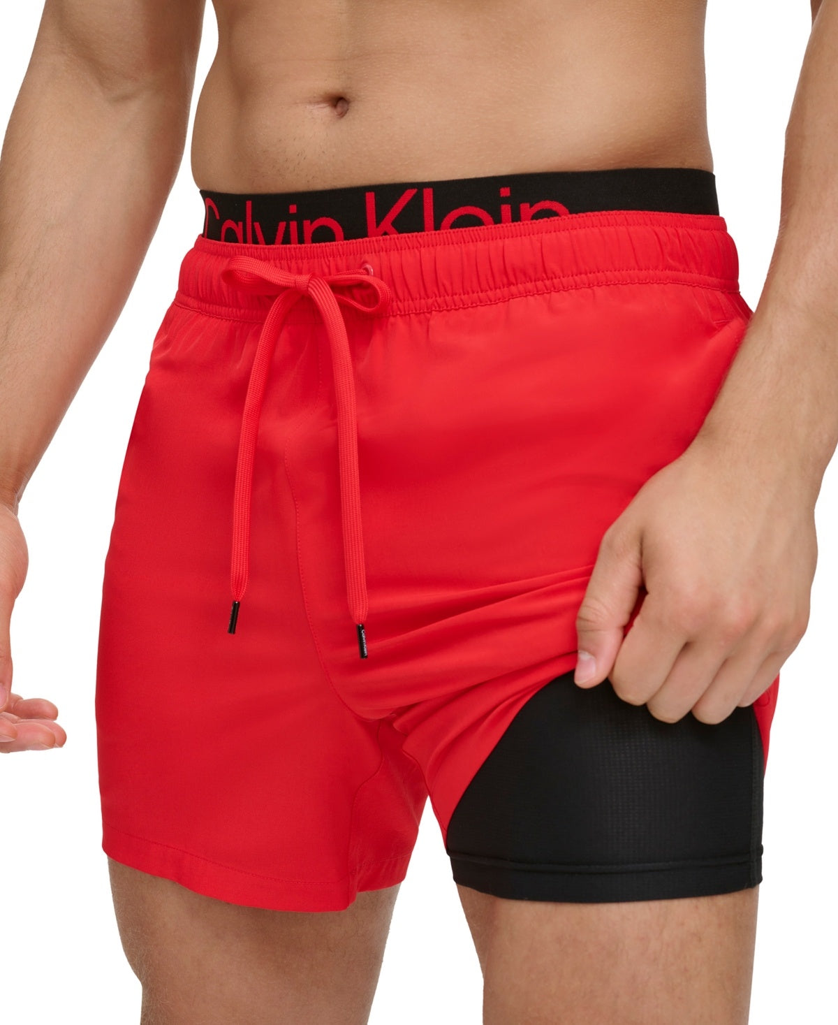 Calvin Klein Mens Regular fit Trunks Swimwear XXL 5 Inseam Red Solid