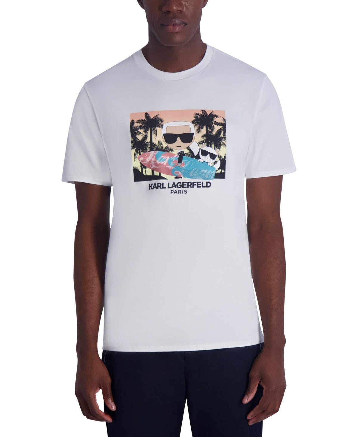 Karl Lagerfeld Paris Mens Regular fit Short Sleeve T-Shirt Shirt Small White