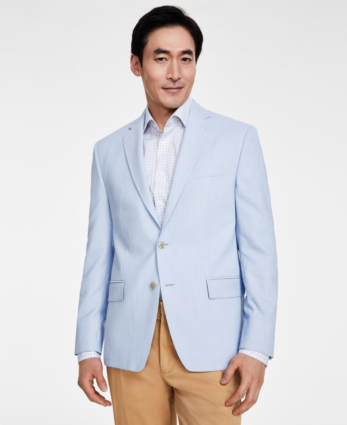 Michael Kors Mens Classic fit Sport Coat Blazer 44 S Light Blue Herringbone