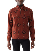 Frank And Oak Men's Relaxed Fit Half Zip Long Sleeve Geo Sweatshirt Red Medium