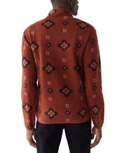 Frank And Oak Men's Relaxed Fit Half Zip Long Sleeve Geo Sweatshirt Red Medium