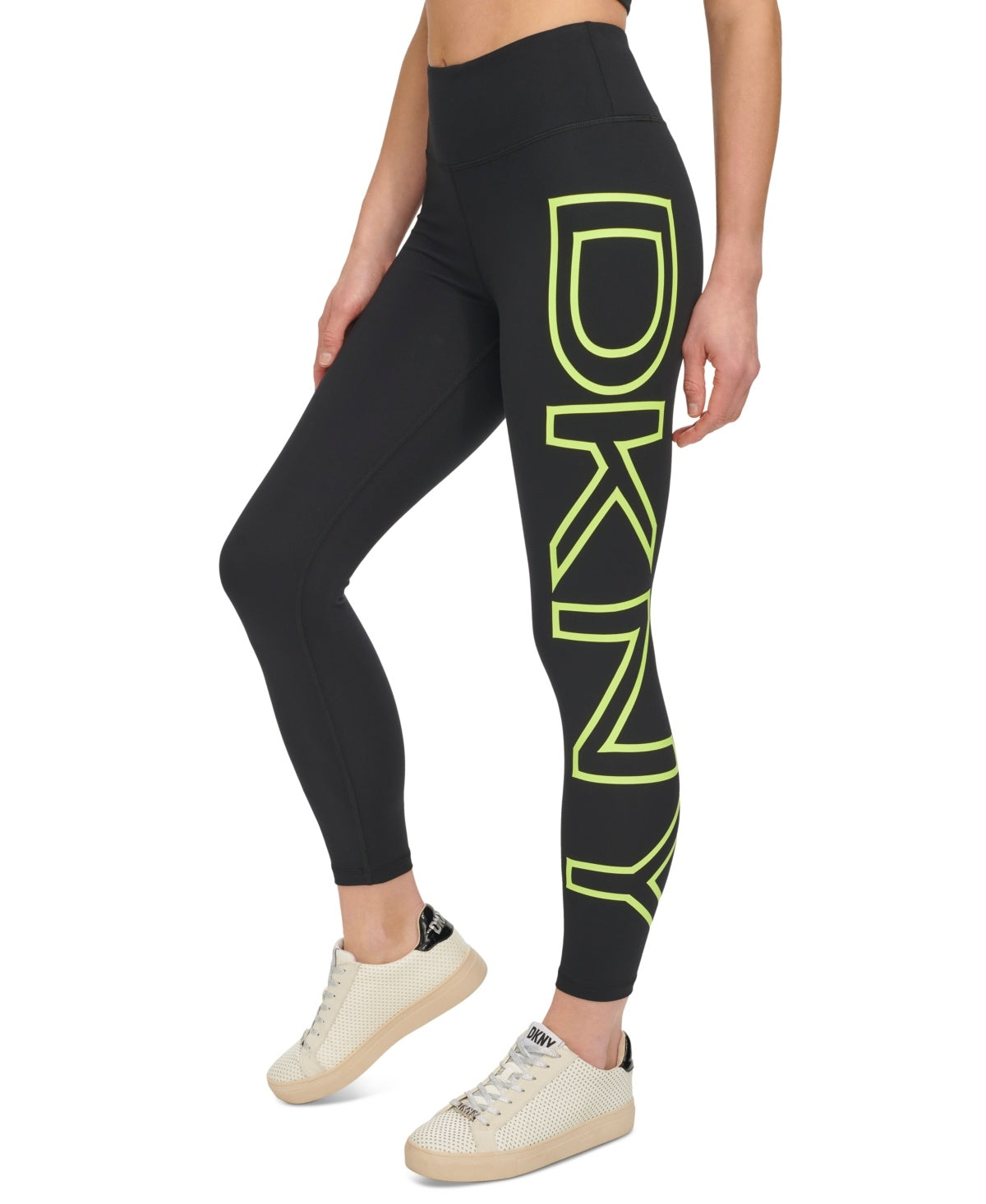 Dkny Womens Regular fit High Waist Tights Leggings Large Black Solid