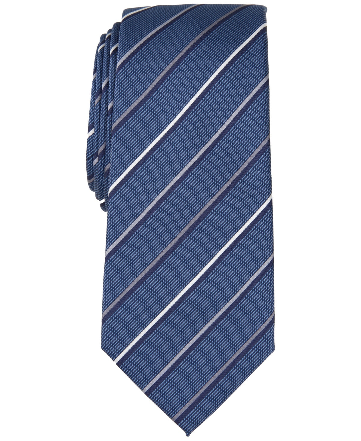 Alfani Mens Slim fit Tie Necktie One Size Navy Blue Striped