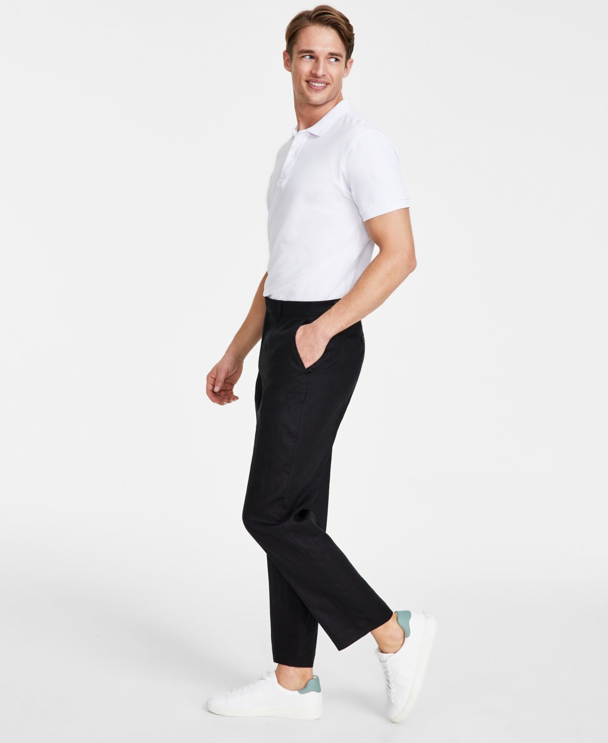 Nautica Mens Modern fit Linen Dress Pants 40 / 32 Black Solid