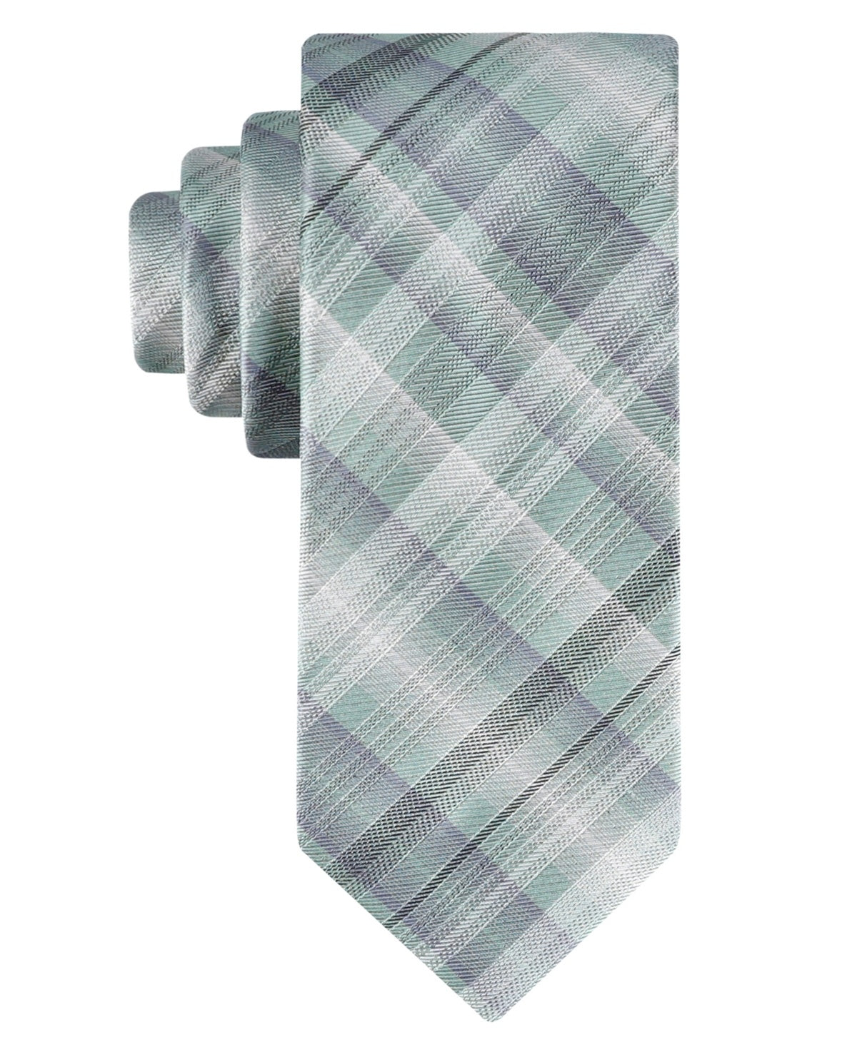 Calvin Klein Mens Regular fit Tie Necktie One Size Sage Green Plaid