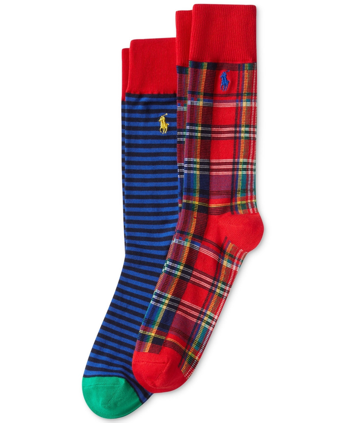 Polo Ralph Lauren Mens 2 Pack Socks 10-13 Red Blue Plaid
