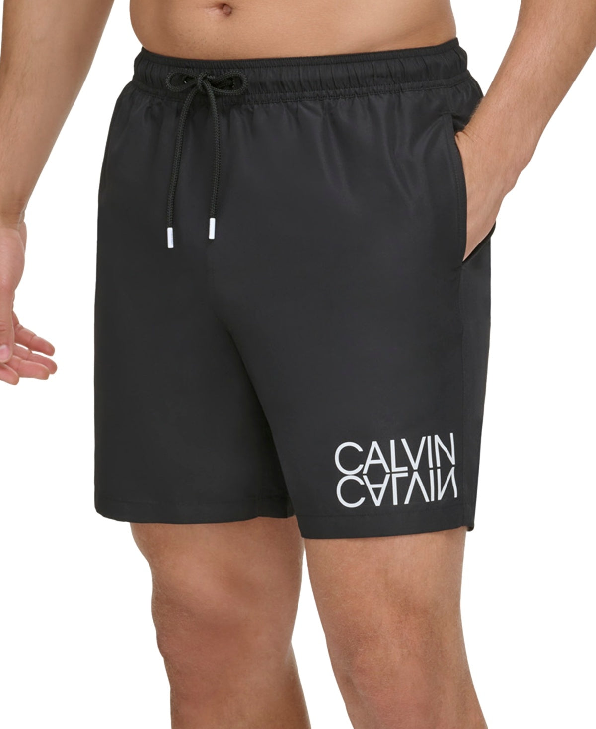 Calvin Klein Men Regular fit Swim Trunks Swimwear Small Black Solid