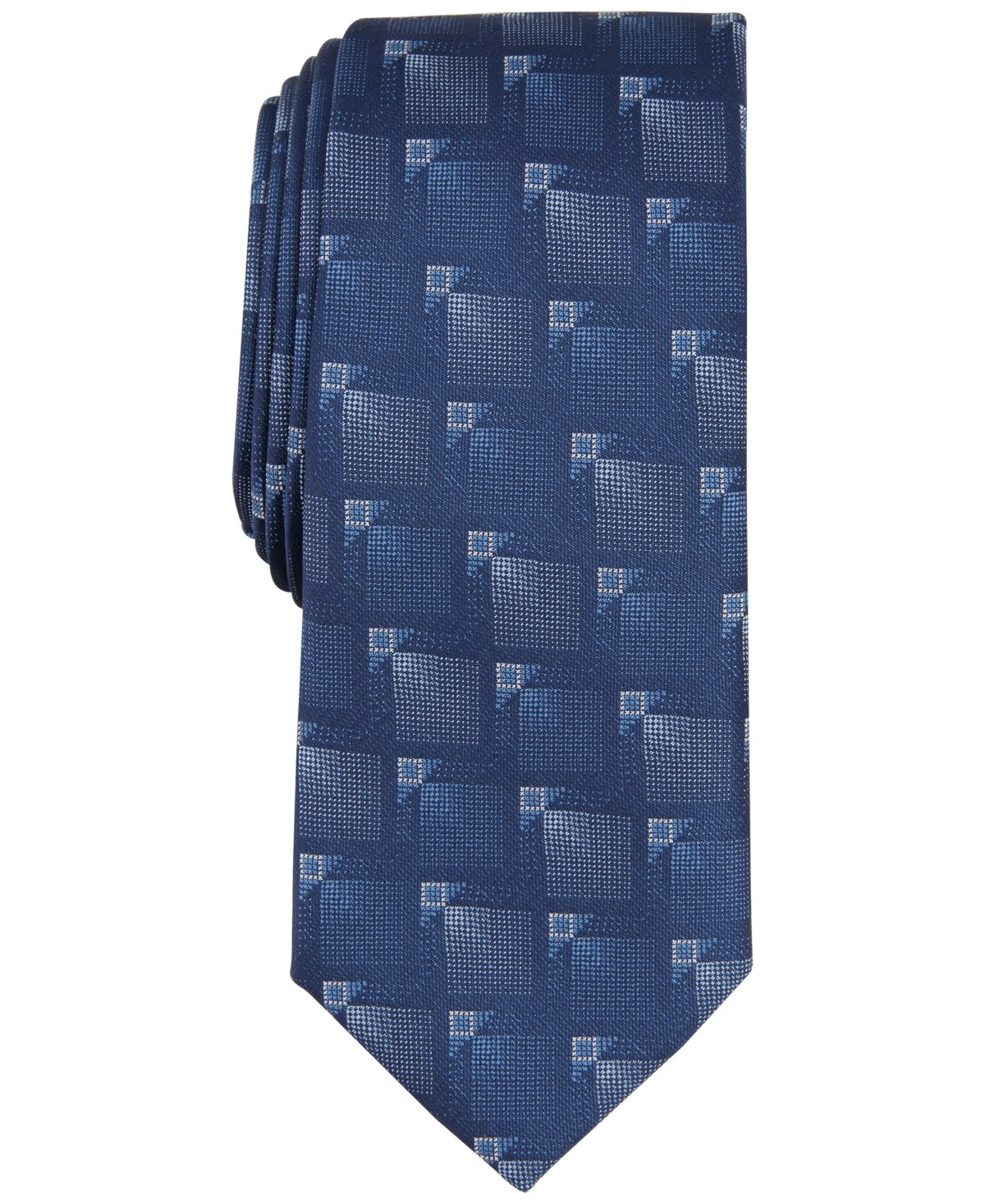 Alfani Mens Regular fit Tie Necktie One Size Blue Geometric