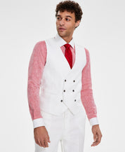 Tayion Mens Classic fit Double Breasted Suit Vest XXL XXL White Herringbone