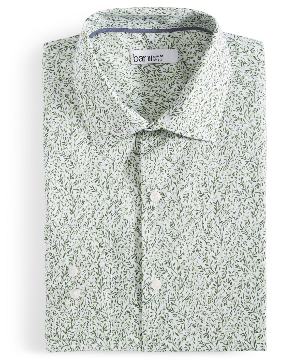 Bar Iii Mens Slim fit Long Sleeve Button-Up Shirt Small Light Green Floral