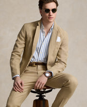 Polo Ralph Lauren Men's Soft Modern Linen Suit Jacket Sport Coat 46L Tan Beige