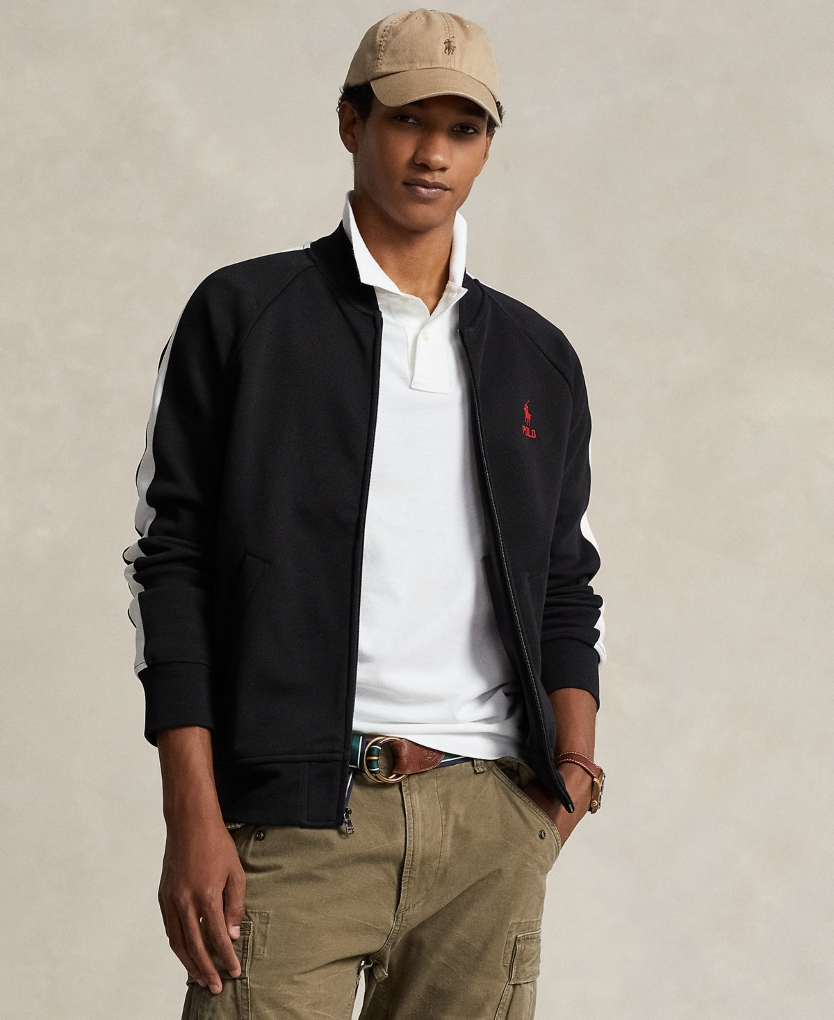 Polo Ralph Lauren Mens Double Knit Mesh Baseball Polo Coat Medium Black