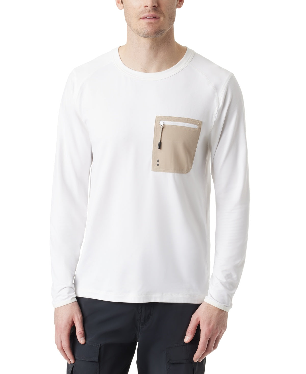 BASS OUTDOOR Mens Regular fit Long Sleeve T-Shirt Shirt Medium White Solid