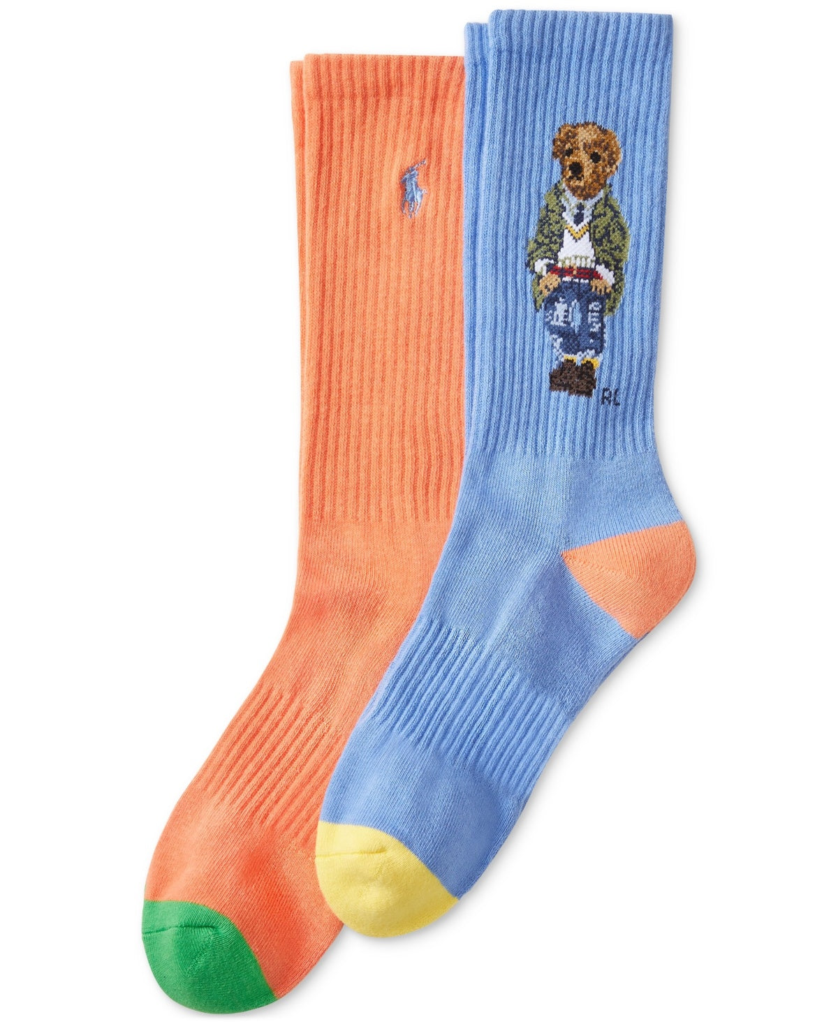 Polo Ralph Lauren Mens 2 Pack Regular fit Crew Socks 10 - 13 Assorted Colors