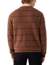 Frank And Oak Mens Striped Crewneck Long Sleeve Sweater Cappuccino Brown XL