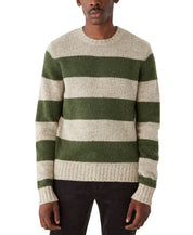 Frank And Oak Mens Striped Crewneck Long Sleeve Sweater Forest Green XXL
