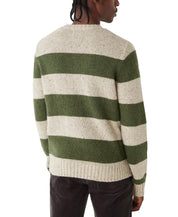 Frank and Oak Men's Striped Crewneck Long Sleeve Sweater Forest Green Beige XXL