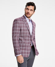 Michael Kors Mens Classic fit Sport Coat Blazer 44 S Berry Red Plaid
