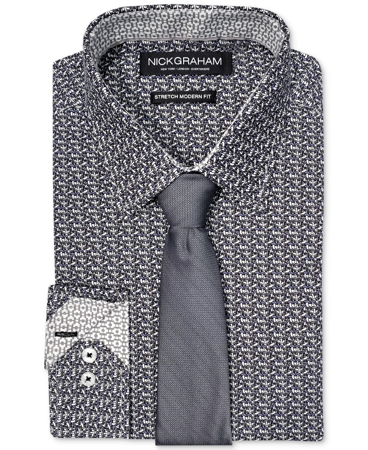 Nick Graham Mens Modern fit Dress Shirt Large 16-16.5 32-33 Dark Grey