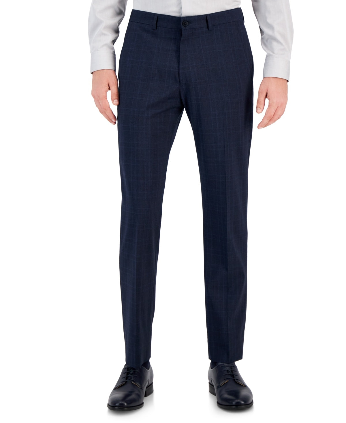 AX Armani Exchange Mens Slim-Fit Black Windowpane Navy Blue Dress Pants 32 x 30