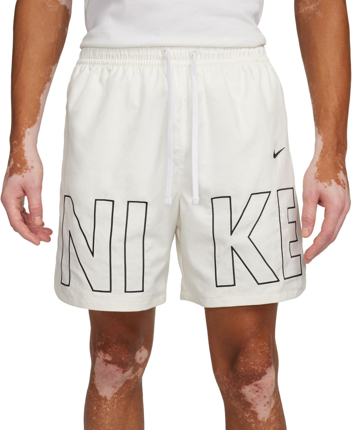 Nike Men Relaxed fit Drawstring Shorts XXL White Solid