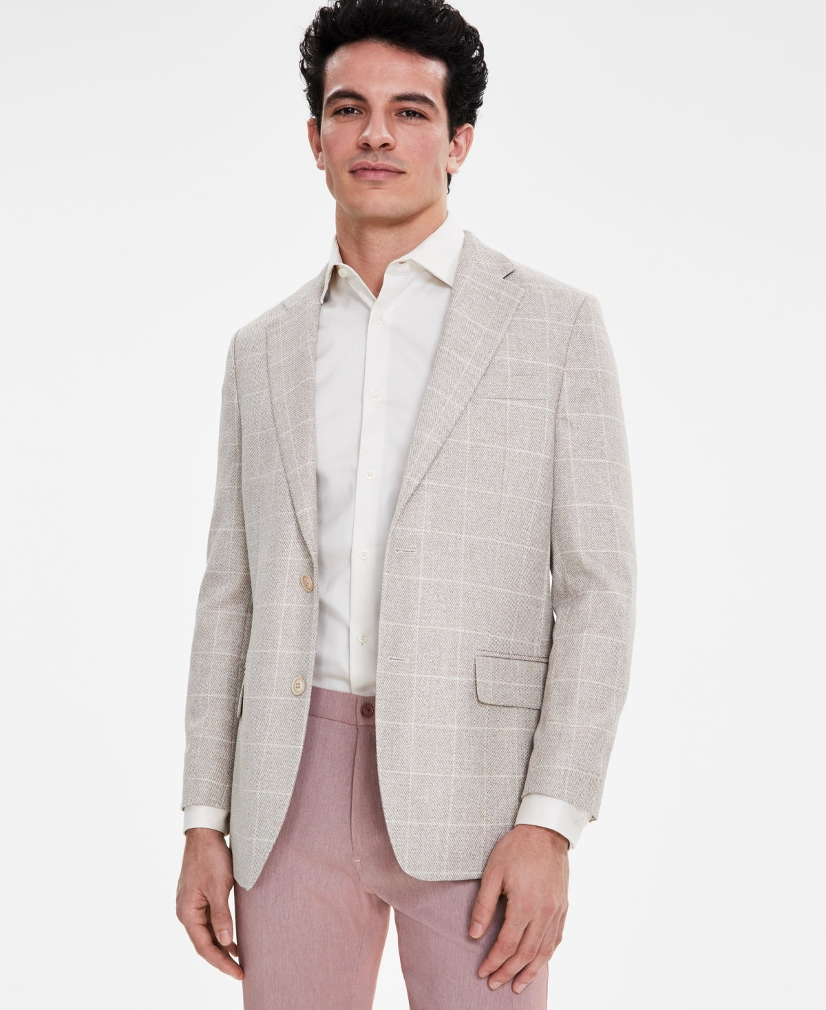 Tommy Hilfiger Mens Modern fit Sport Coat Blazer 42 L Beige Solid